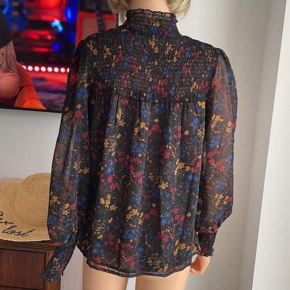 NWT LAUNDRY BY SHELLI SEGAL BLACK DITSY TOP - Picture 7 of 8